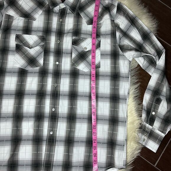 Rodeo Black plaid pearl snap button down sz XL - Picture 6 of 6